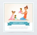 Mother and her daughter playing, happy family banner flat vector element for website or mobile app Royalty Free Stock Photo