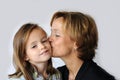 Mother gives a kiss to her little daughter Royalty Free Stock Photo