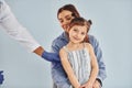 Mother with her little daughter is in the hospital with african american doctor Royalty Free Stock Photo