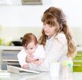 Mother and her little daughter with tablet pc Royalty Free Stock Photo