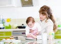 Mother and her little daughter with tablet pc Royalty Free Stock Photo
