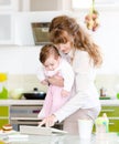 Mother and her little daughter using tablet pc Royalty Free Stock Photo