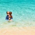 Mother and her little son at the beach Royalty Free Stock Photo