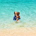 Mother and her little son at beach Royalty Free Stock Photo