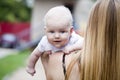 Mother and her little son outdoors session Royalty Free Stock Photo