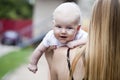 Mother and her little son outdoors session Royalty Free Stock Photo