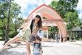 mother and her son are doing sight seeing Royalty Free Stock Photo