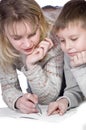 Mother with her son drawing Royalty Free Stock Photo