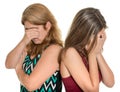 Mother and her teenage daughter both crying Royalty Free Stock Photo