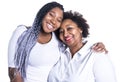 Mother and her teenage daughter on white