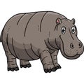 Mother Hippo Cartoon Colored Clipart Illustration