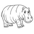 Mother Hippo Isolated Coloring Page for Kids