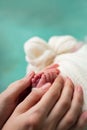 mother hold feets of newborn baby Royalty Free Stock Photo