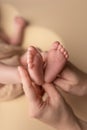 mother hold feets of newborn baby Royalty Free Stock Photo