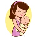 Mother holding her baby. Vector illustration Royalty Free Stock Photo
