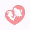 Mother holding a baby in heart shaped silhouette Royalty Free Stock Photo