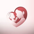 Mother holding a baby in heart shaped silhouette paper art Royalty Free Stock Photo