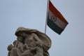 Mother holding child sculpture with waving Indian flag at `Victoria Memorial` Royalty Free Stock Photo