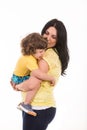 Mother holding crying toddler Royalty Free Stock Photo