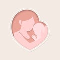 Mother holding her little baby in heart shaped paper art Royalty Free Stock Photo
