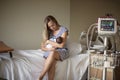 Mother holding her newborn premature baby in the hospital Royalty Free Stock Photo