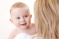 Mother holding smiling baby Royalty Free Stock Photo