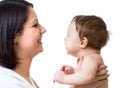 Mother holding smiling baby boy Royalty Free Stock Photo