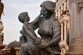 Mother hugging a child. Monument at the historical center of Skopje ,Macedonia
