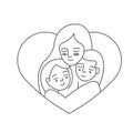 Mother hugging childs. Vector thin line icon illustration for concepts like Mother\'s day. Mother holding daugthers