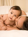 Mother hugging her baby boy son Royalty Free Stock Photo