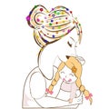 Mother hugging her child, mothers day greeting card