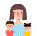 Mother hugging son and daughter, Happy Mother`s day, i love mom with holiday isolated Vector illustration background modern flat Royalty Free Stock Photo