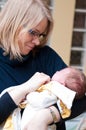 Mother hugs baby