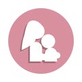 the mother hugs the child icon in badge style. One of mother day collection icon can be used for UI, UX