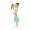 Mother hugs daughter