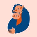 Mother hugs her child. Mom with nurseling on arms. Royalty Free Stock Photo