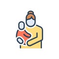 Color illustration icon for Mother, matriarch and baby Royalty Free Stock Photo