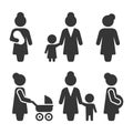 Mother Icons Set on White Background. Vector