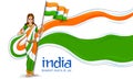 Mother India on Indian background for Happy Independence Day of India