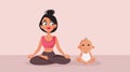 Yoga Mom and Baby Exercise Together Vector Cartoon Illustration Royalty Free Stock Photo