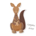 Mother kangaroo with joey in her pouch sticker patch Royalty Free Stock Photo