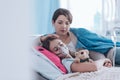 Mother and kid with cystic fibrosis Royalty Free Stock Photo