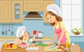 Mother and kid girl preparing healthy food at home together. Best mom ever. Mother and daughter cooking food together Royalty Free Stock Photo