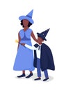 Mother with kid on Halloween semi flat color vector character Royalty Free Stock Photo