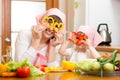 Mother and kid have fun preparing healthy food Royalty Free Stock Photo