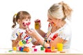 Mother and kid paint Royalty Free Stock Photo