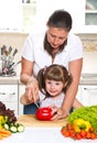 Mother and kid preparing healthy food Royalty Free Stock Photo