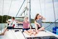 Family on board of sailing yacht Royalty Free Stock Photo