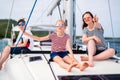 Family on board of sailing yacht Royalty Free Stock Photo