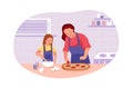 Mother with kids making pizza Royalty Free Stock Photo